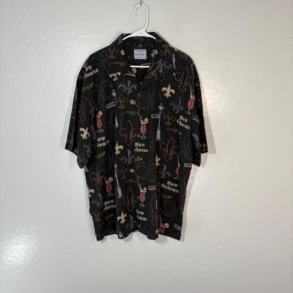 David Carey Originals Shirt Mens 2XL Black Hawaiian Aloha New Orleans Button Up - Picture 1 of 6